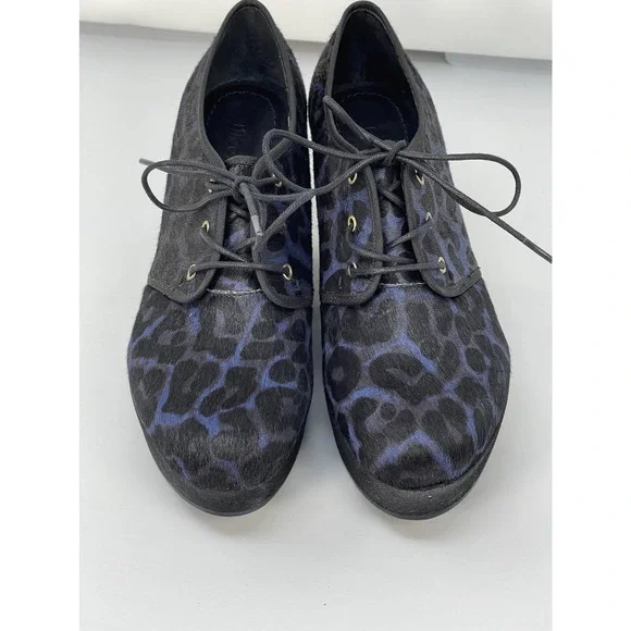 NEW NWT Nicole Laser Blue Leopard Animal Print Platform Leather Shoe Sz 8.5 & 10 - Picture 4 of 11